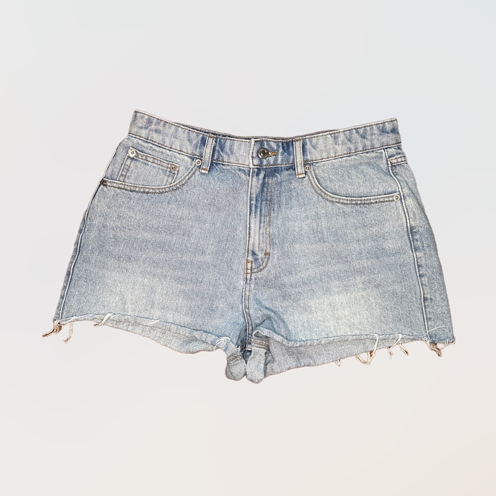 Topshop Sz 10 Light Wash Cutoff High Rise Mom Jean Shorts